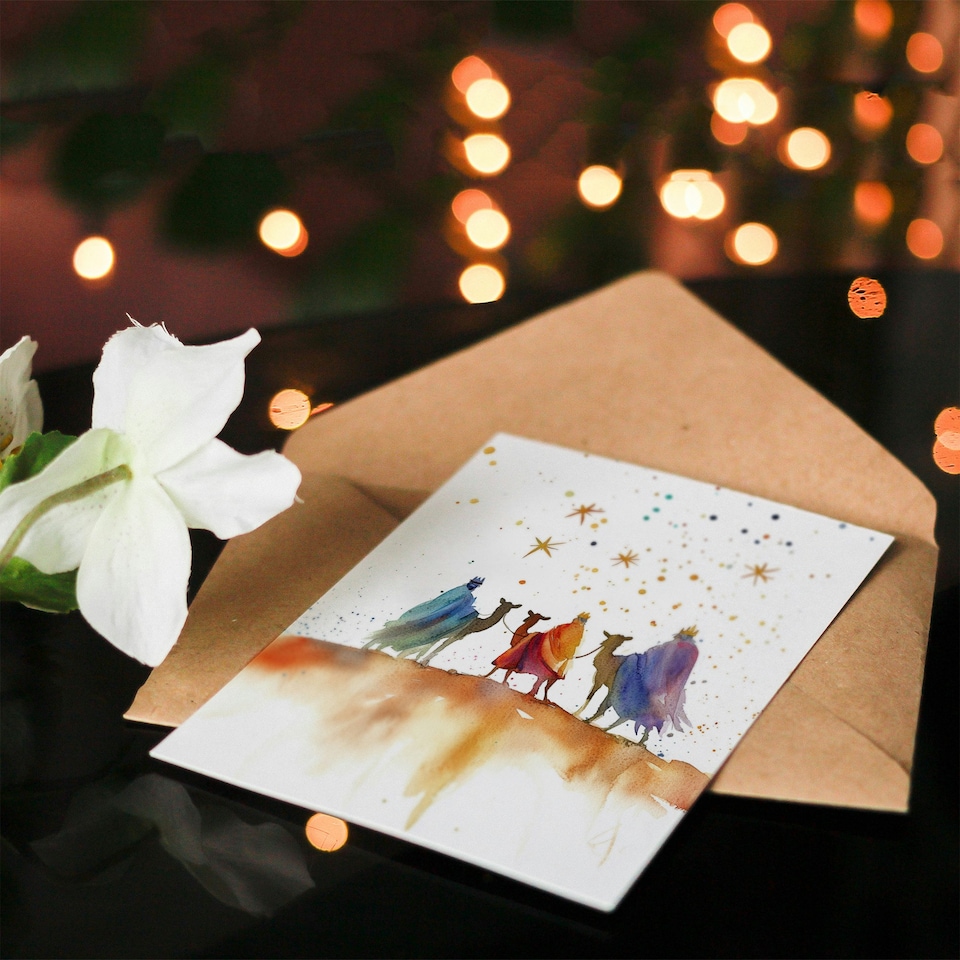 image 1 of The Three Kings Wise Men Bethlehem Star Blank For Him Or Her Art Xmas Festive Christmas Card