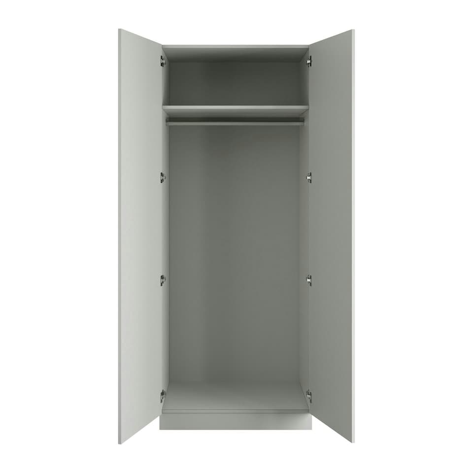image 1 of Classic Square Panel Light Grey Double Wardrobe with Single Rail Grey