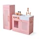 image 1 of Teamson Kids Little Chef Chester Play Kitchen in Peach with Fridge, Stove, 12 Accessories, Shelves & Hooks