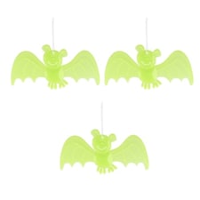 Glow in the Dark Bat Halloween Hanging Decorations 20cm - Pack of 3