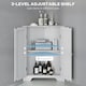 image 5 of kleankin Corner Bathroom Cabinet, Recessed Doors and Adjustable Shelf, White