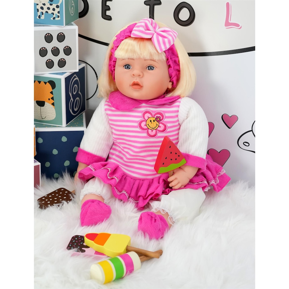 image 1 of BiBi Doll 24" Chubby Baby Doll Girl with Hair & Sounds