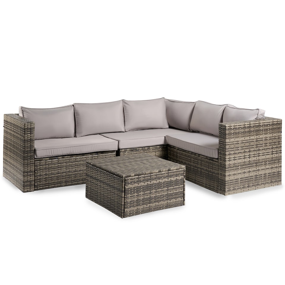 image 1 of OHS Tuscany 5 Seater Rattan Garden Sofa Set Patio Table L Shape Settee | Grey