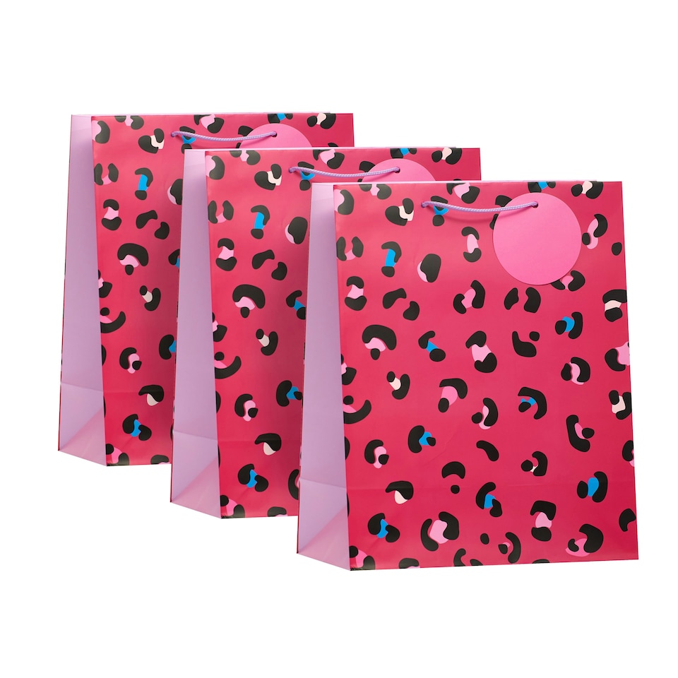 image 1 of Essentials Animal Print Large Gift Bag - Pack of 3