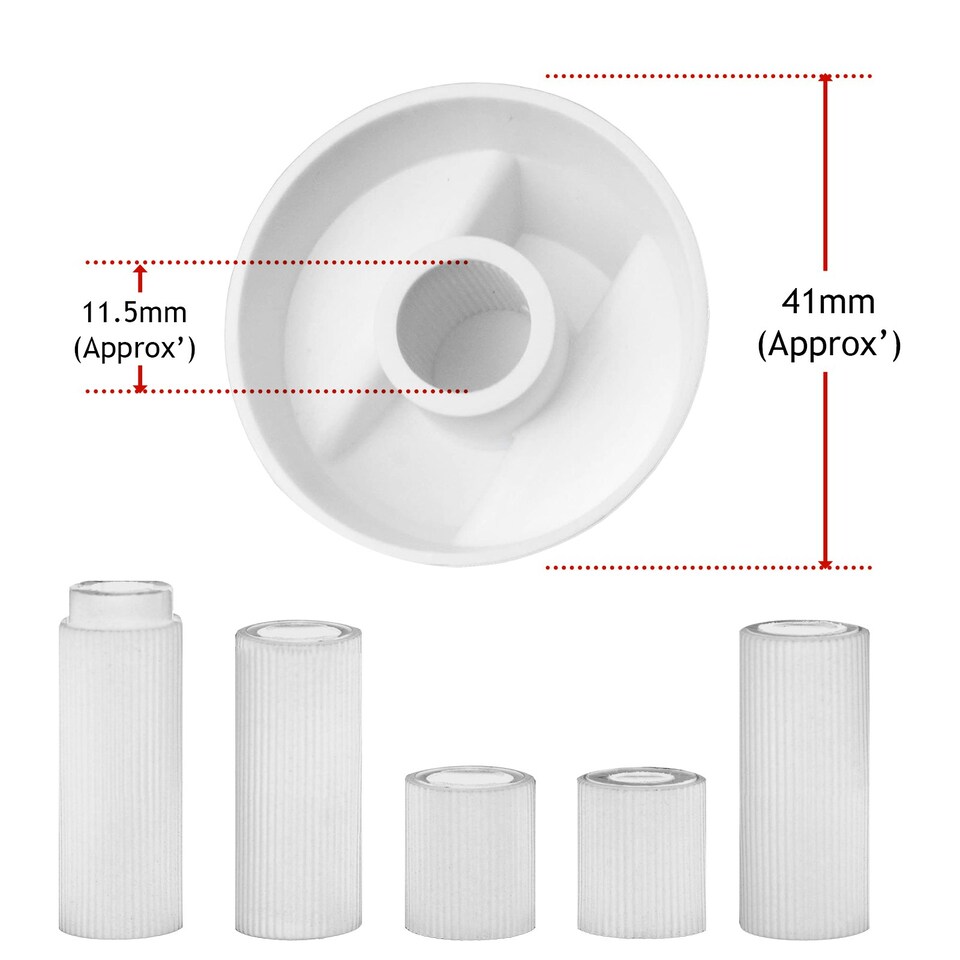 image 1 of SPARES2GO Universal White Control Knobs for All Makes and Models of Oven Cooker & Hob (Pack of 4)