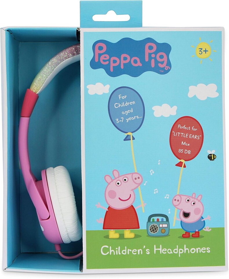 image 1 of Peppa Pig Glitter Rainbow Peppa Pink Kids Headphones | Pink