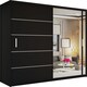 image 1 of Stylish 150cm Sliding Wardrobe with Full Mirror Door & Lined Panel Design | White, Black, Grey Finish Black | Black150cm 