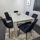 image 8 of White Clear Glass Dining Table set with 6 White Faux Leather Chairs Dining Room Set | White | One Size | 7