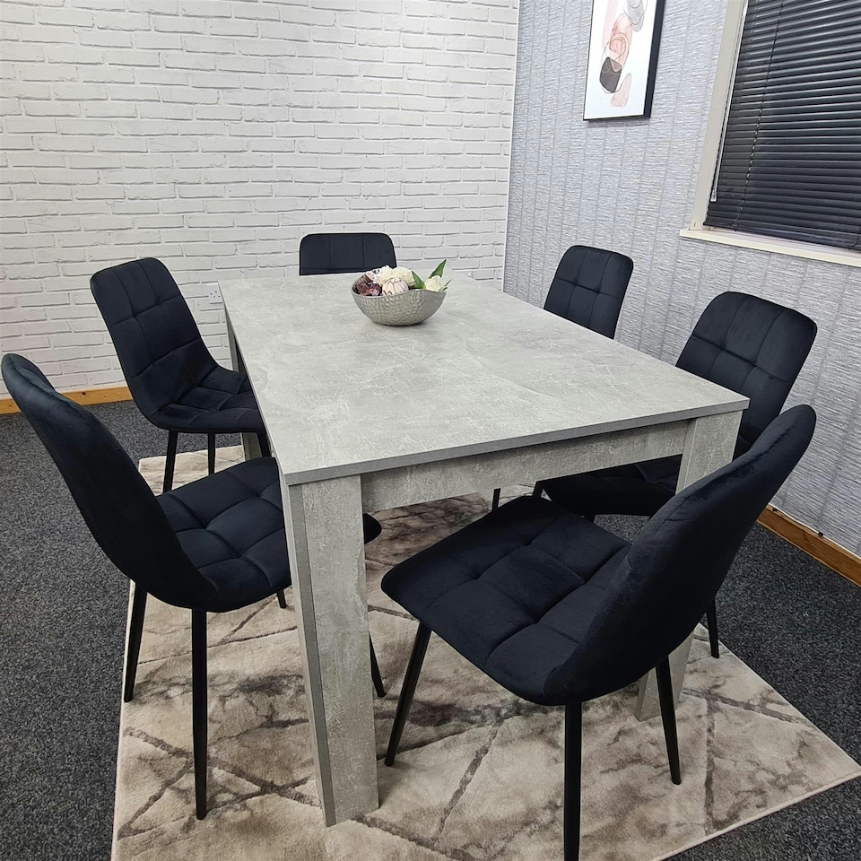 image 1 of White Clear Glass Dining Table set with 6 White Faux Leather Chairs Dining Room Set | White | One Size | 7