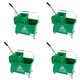 image 3 of 2 x Green Wet Floor 20 Litre Strong Durable Kentucky Dual Bucket & Wringer Floor Cleaning System With Wheels & Handle