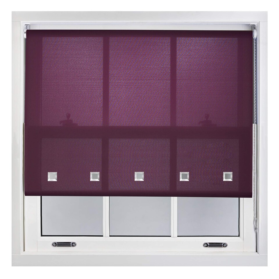 image 1 of FURNISHED Roller Blinds Daylight Square Eyelet Light Filtering Easy Fit Trimmable Window Shade | Purple | Aubergine