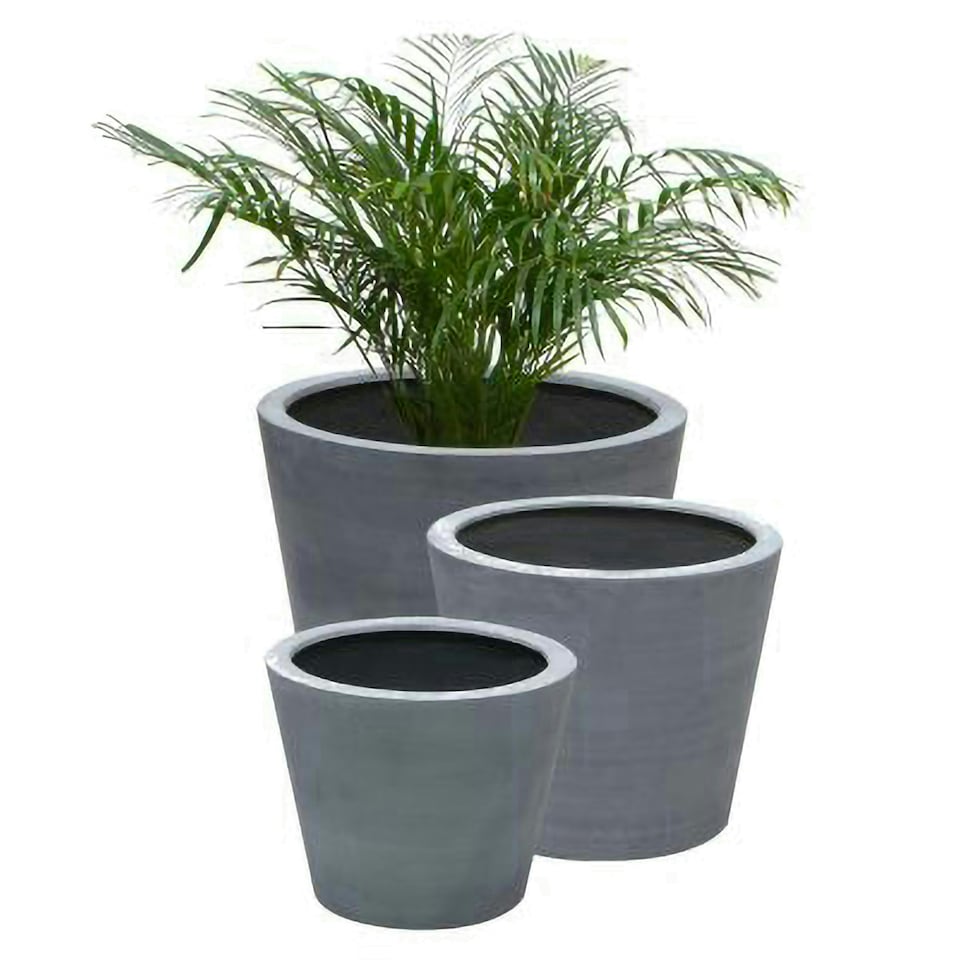image 1 of Primrose Grey Polystone Round Planter - Medium H35cm x Dia 40cm - 52 Litres