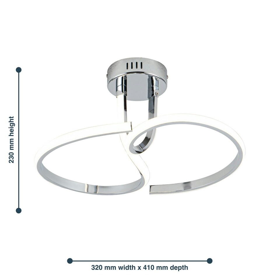 image 1 of First Choice Lighting Polished Chrome LED Curve Flush Ceiling Light Chrome | White