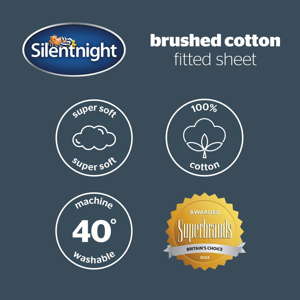 image 1 of Silentnight 100% Brushed Cotton Fitted Sheet Grey | Double