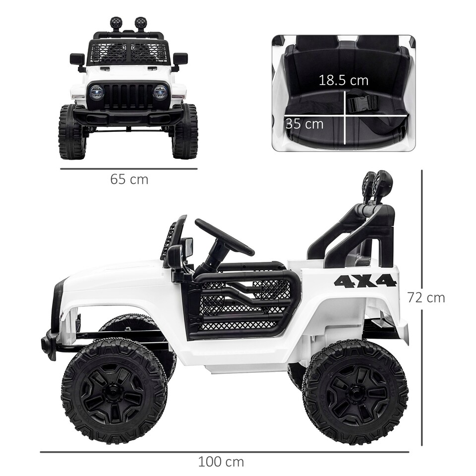 image 1 of HOMCOM 12V Kids Electric Ride On Car Truck Off-road Toy W/ Remote Control White