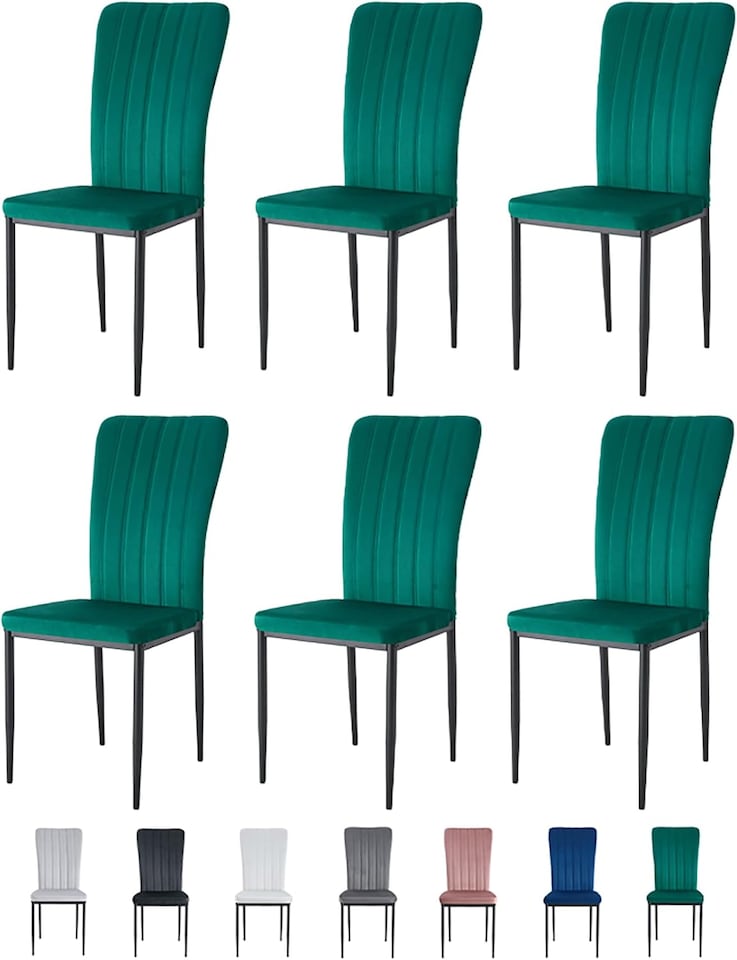 image 1 of MCC Direct Set of 6 Velvet Dining Chairs Upholstered Kitchen Accent Chairs Elle