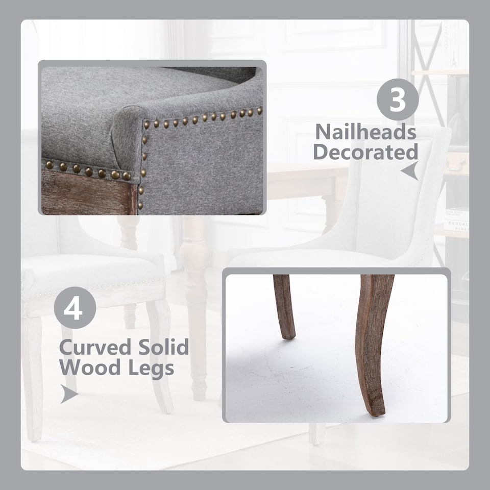 image 1 of Bewley Set of 2 Modern Fabric Dining Chairs with Wooden Legs