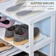image 5 of HOMCOM 3-Tier Shoe Rack Wood Frame Slatted Shelves White