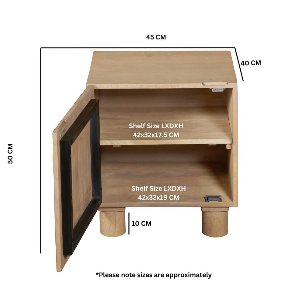 image 1 of Ajmer Solid Wood Bedside Table Brown