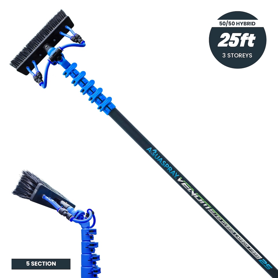 image 1 of Aquaspray® Venom 25ft Hybrid 50/50 Window Cleaning Pole | Black