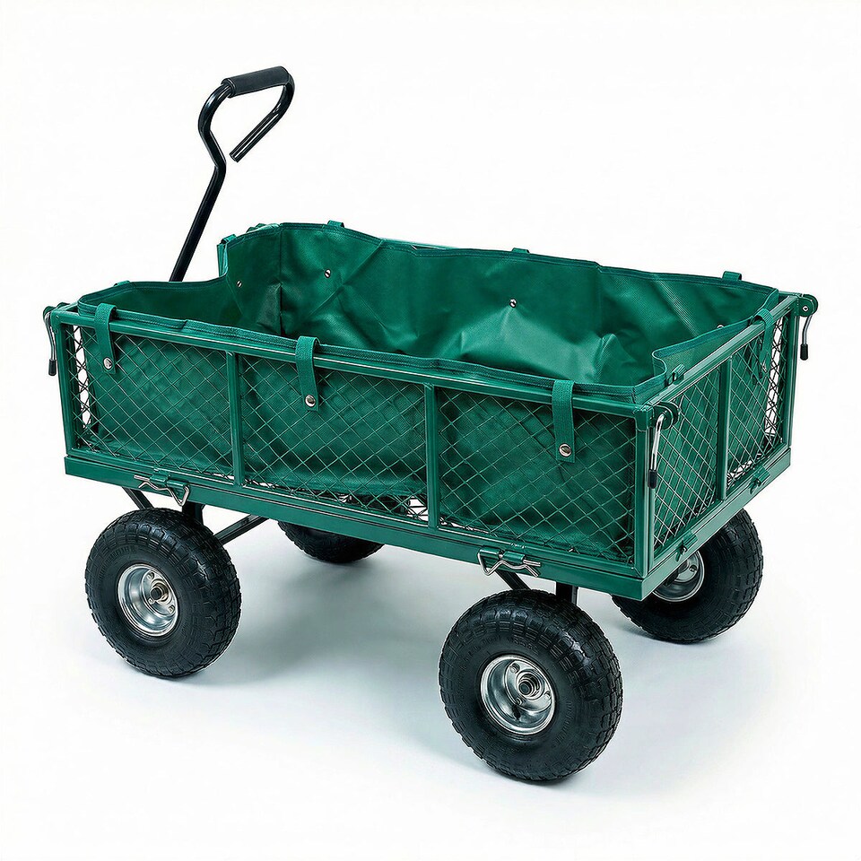 image 1 of Wolf Garden Cart, 200kg Heavy Duty Steel, Tools & Compost Transport, Folding Sides