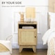 image 3 of HOMCOM Bedside Table Nightstand with Storage Shelf and Door Cupboard, Side End Table with  Rattan Element for Living Room, Bedroom, Natural