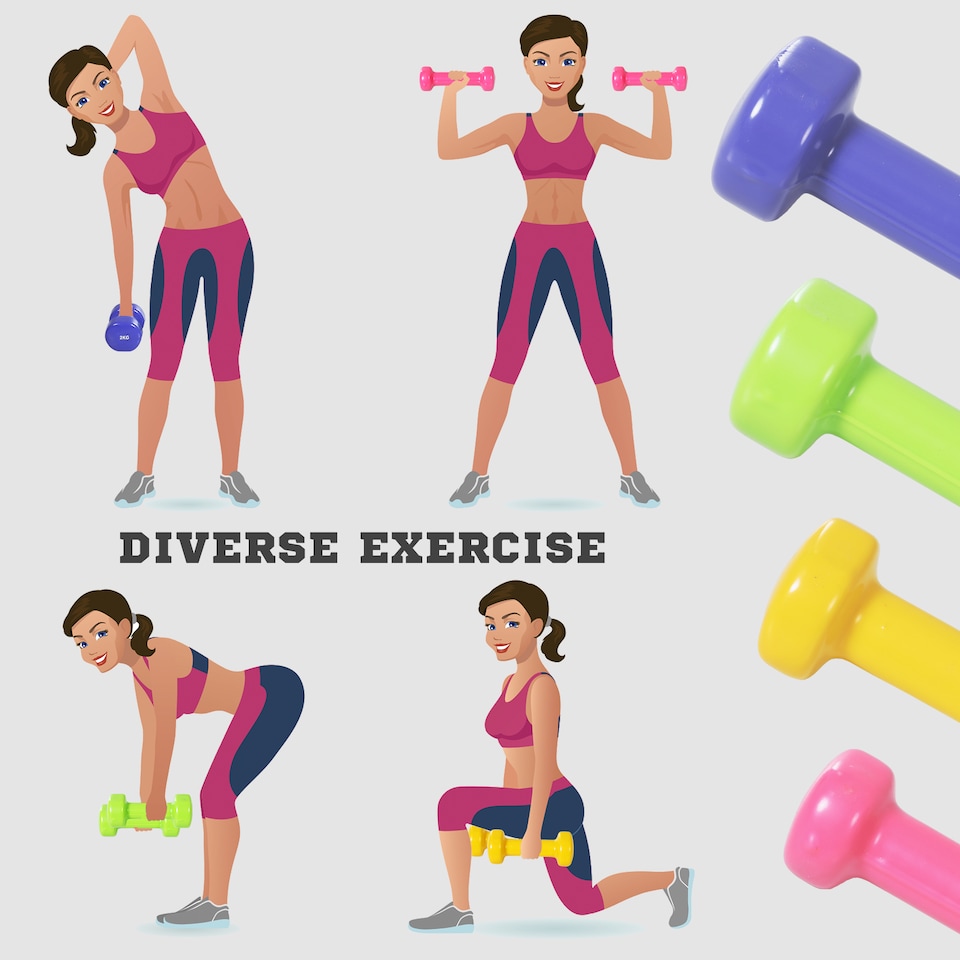 image 1 of HOMCOM 10kg Colourful Dumbbell Weights Set Home Exercising Toning with Case Gym