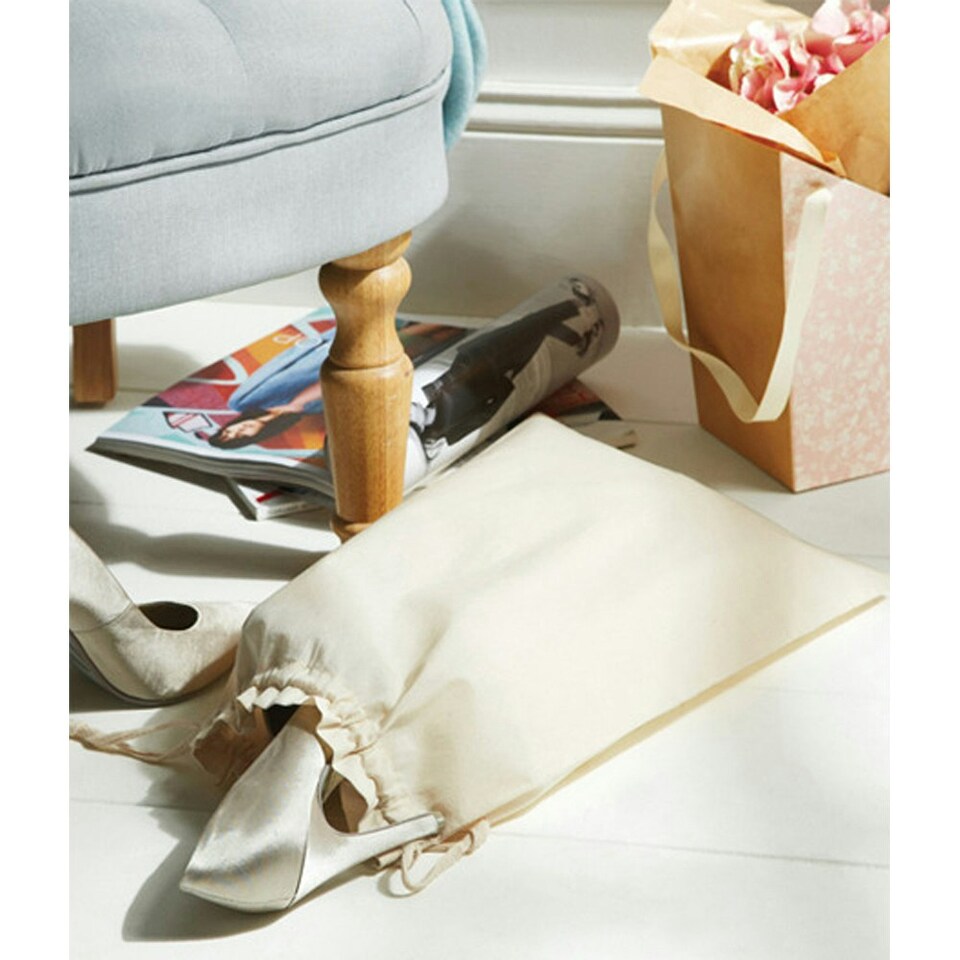 image 1 of Westford Mill Soft Organic Cotton Drawcord Bag (Pack of 2) - Natural - M | Cream | M