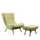image 1 of Madelia Textured Fabric Accent Chair and Stool - Green