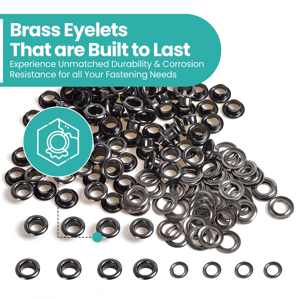 image 1 of 6mm Brass Eyelets with Washers for Arts & DIY Projects - 100 Pcs