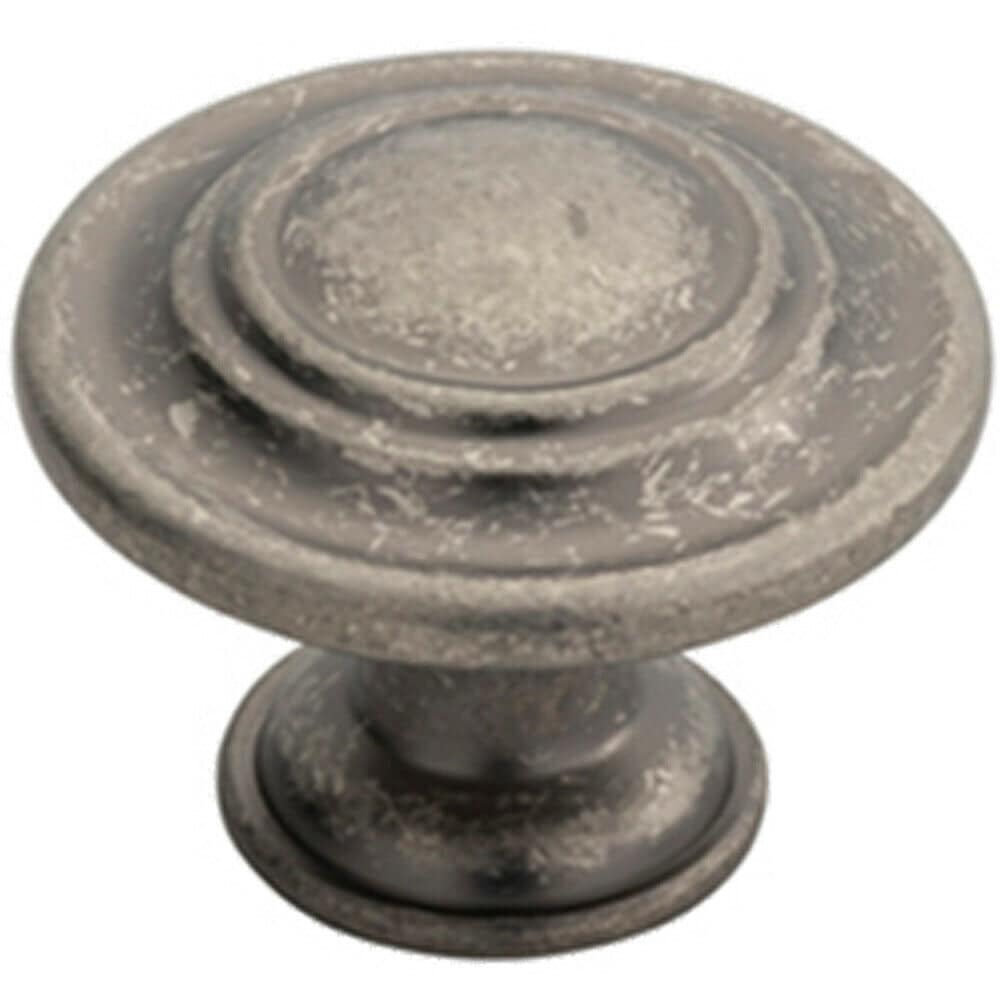 Loops Round Ringed Pattern Door Knob 32mm Diameter Pewter Cabinet Handle