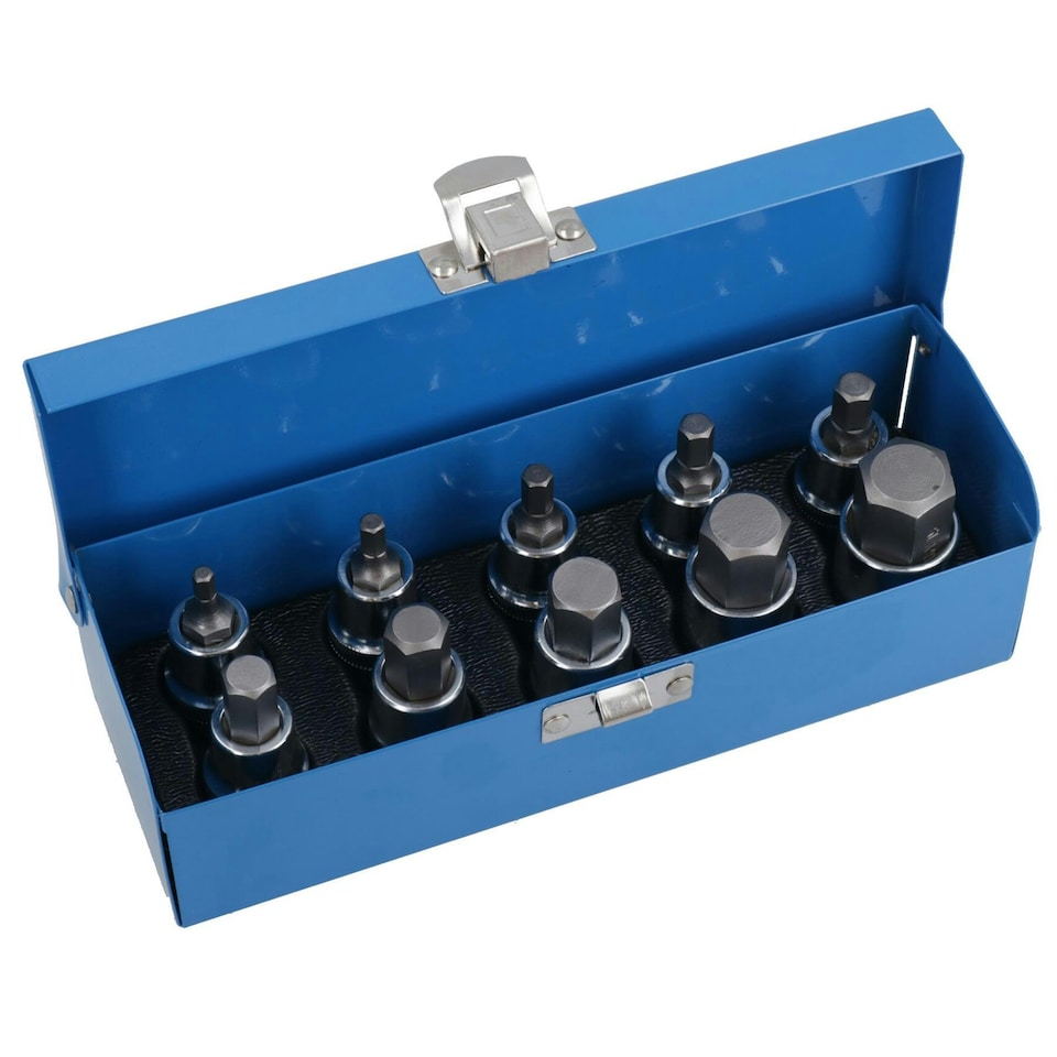 image 1 of 1/2" drive Hex / Allen key bit socket set metric sizes 4mm - 19mm AT659