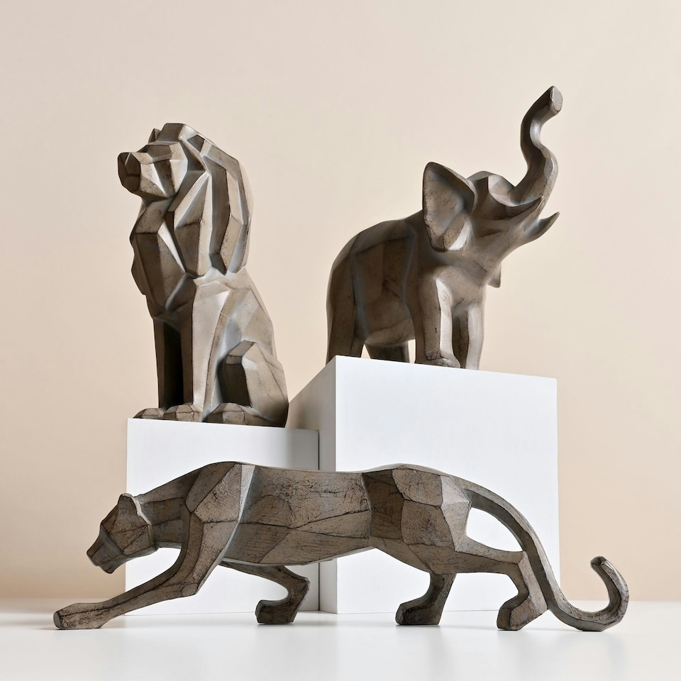 image 1 of Naturecraft Geometric Prowling Leopard Figurine Grey