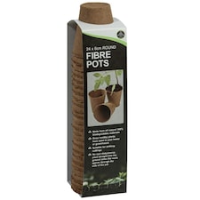 Garland Fibre Pots Round 6cm Wood Natural Biodegradable Pack of 24 Brown