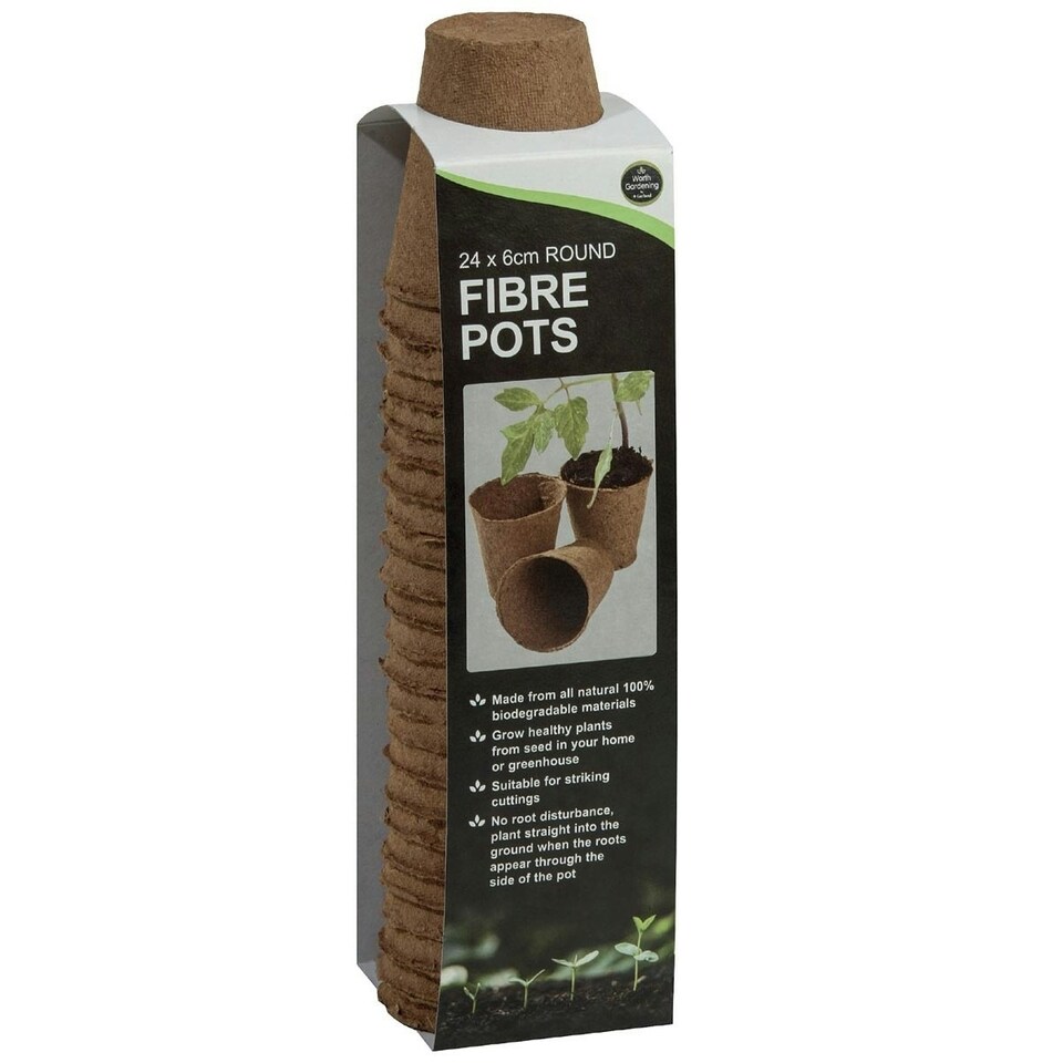 image 1 of Garland Fibre Pots Round 6cm Wood Natural Biodegradable Pack of 24 Brown