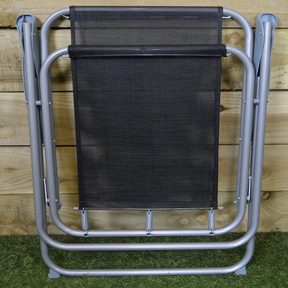 image 1 of 1 x Foldable Garden Chair Fixed position garden chair with grey frame and black fabric