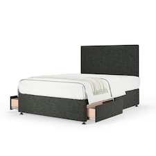 Super Ortho Orthopaedic Charcoal Linen 2 Drawer Divan Set And Valencia Headboard Super King