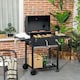 image 2 of Charcoal BBQ Grill Smoker Trolley with Shelves, Bottle Opener and Wheels