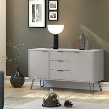 Core Products Augusta Grey Medium Sideboard with 2 Doors, 3 Drawers W130.6cm x H73.6cm x D43.0cm Grey
