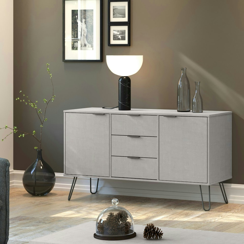 image 1 of Core Products Augusta Grey Medium Sideboard with 2 Doors, 3 Drawers W130.6cm x H73.6cm x D43.0cm Grey