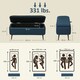 image 7 of HOMCOM Storage Ottoman Bench, Linen Fabric Footstool with Steel Legs Blue
