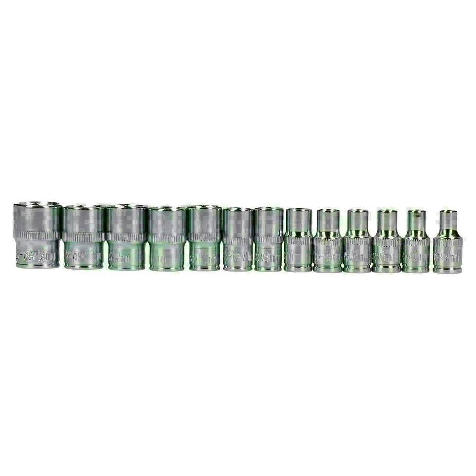 image 1 of 1/4" Drive Shallow Metric MM Sockets 6 Sided Single Hex 4mm - 14mm 13pc