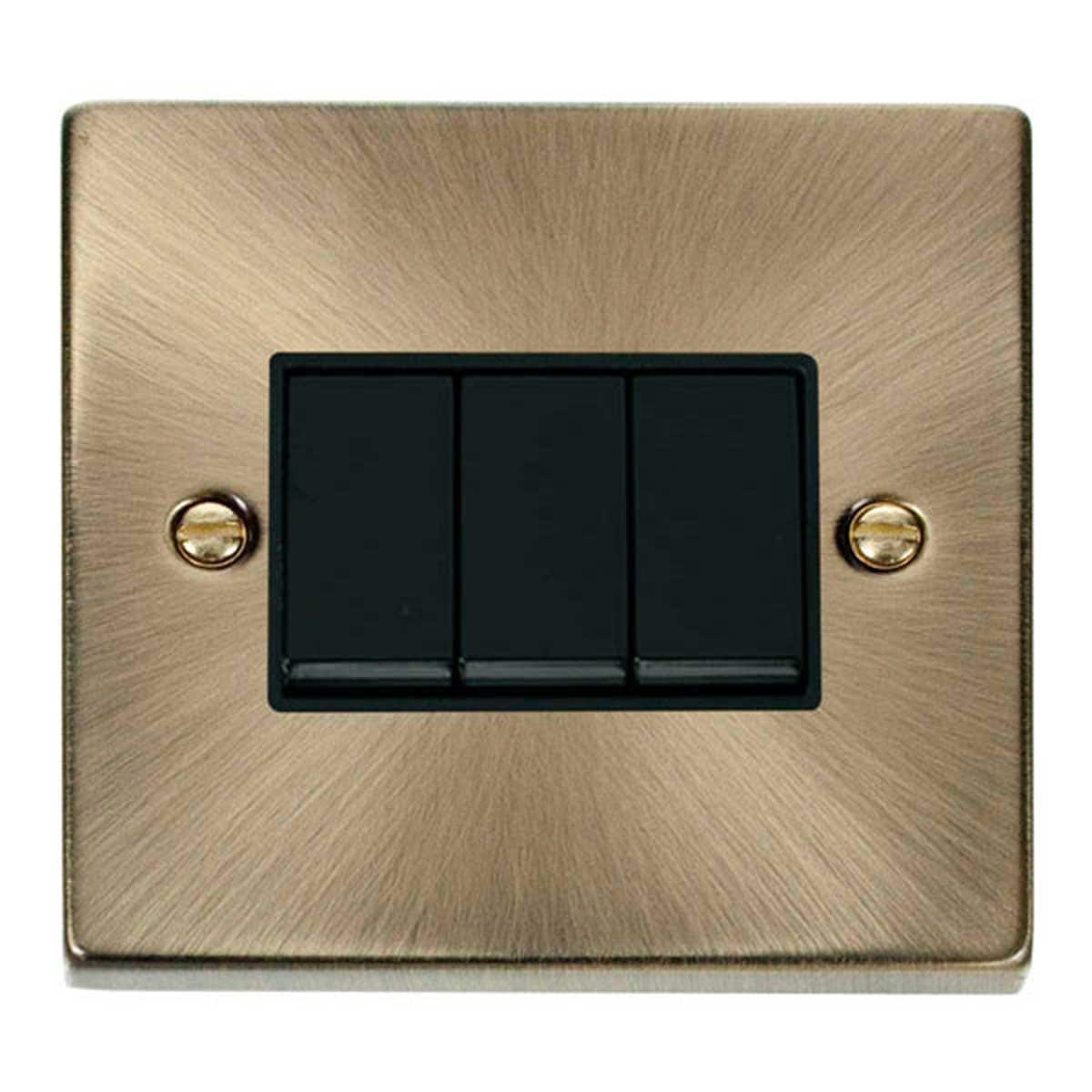 SE HOME Antique Brass 10A 3 Gang 2 Way Light Switch Brown Antique Brass