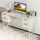 image 7 of COSTWAY Modern Computer Desk with 4 Drawers White
