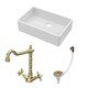 image 2 of Fireclay Kitchen Bundle - Single Bowl Butler Sink with Overflow, Waste and Classic Mono Tap - 595mm - Brushed Brass by Balterley