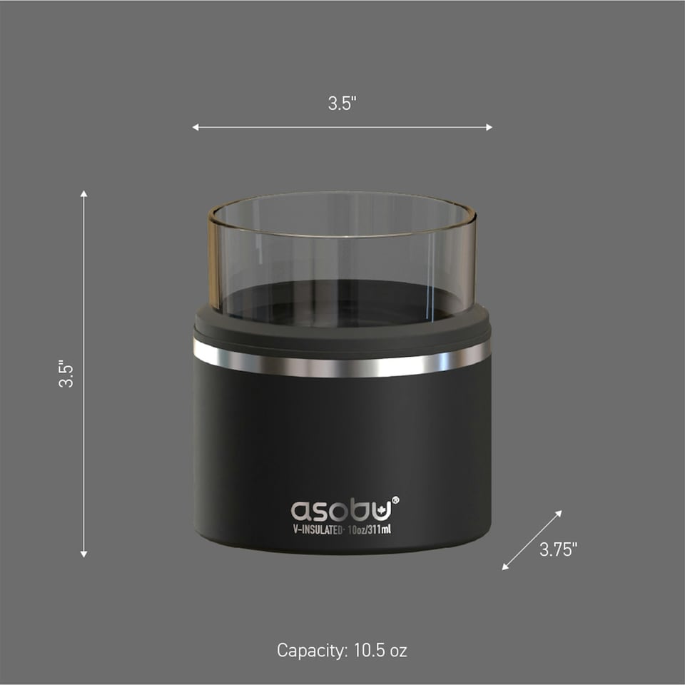 image 1 of Asobu Whiskey Glass with Insulated Stainless Steel Sleeve 311ml Black