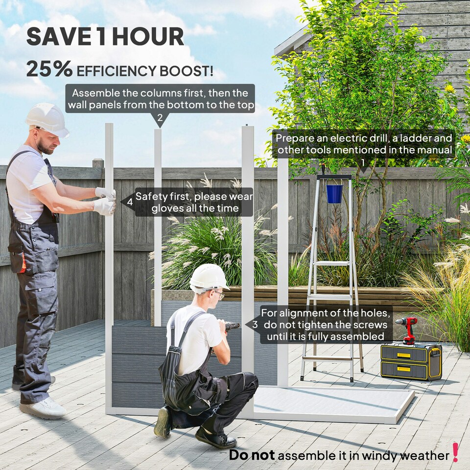 image 1 of Outsunny 4 x 6ft Plastic Garden Shed with Floor, Window and Lockable Door 