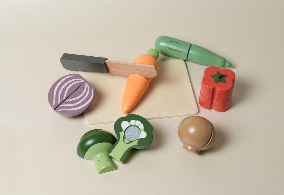image 1 of Hooga Playroom Cutting Play Food - Role Play Wooden Vegetables