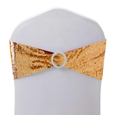 Sequin Chair Sashes Stretch Spandex Chair Bands with Silver Buckle - 10pcs