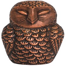 Cast Aluminium Owl Candle Holder - Aluminium - L8.5 x W7.5 x H14.5 cm - Antique Copper | Brown | 1